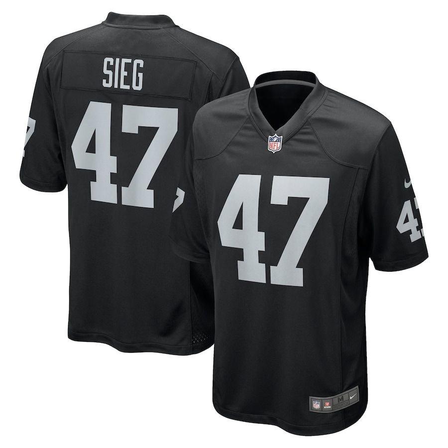 Men Oakland Raiders #47 Trent Sieg Nike Black Game NFL Jersey->oakland raiders->NFL Jersey